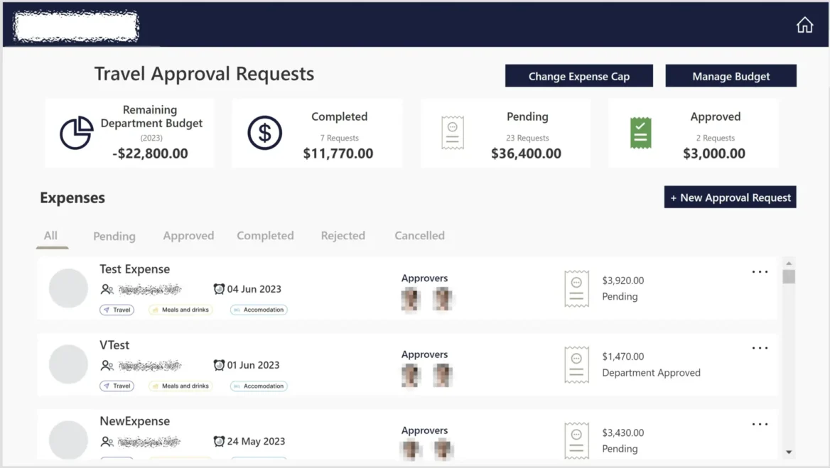 Power Automate Travel Approval Dashboard Example
