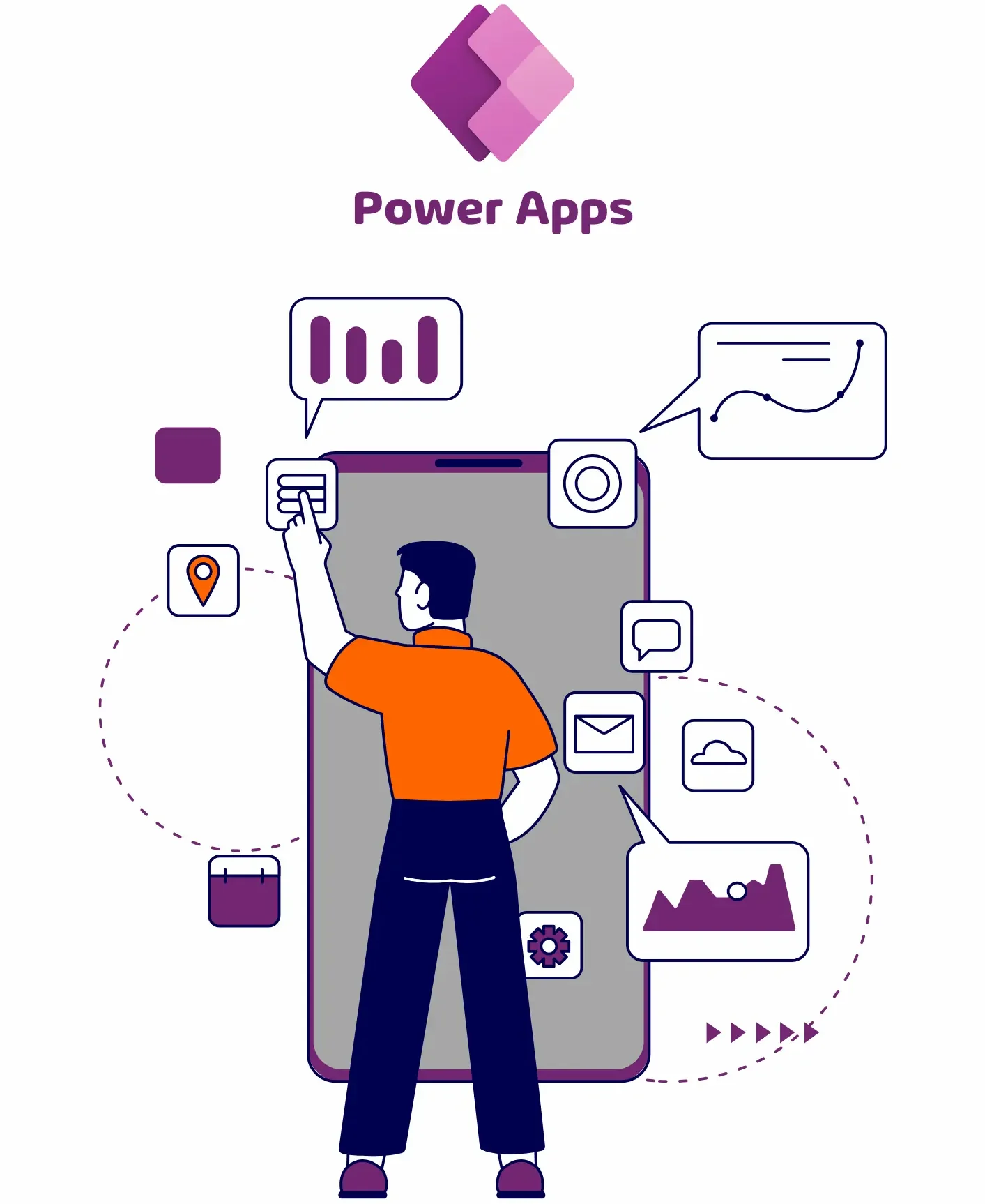 Microsoft Power Apps interface on mobile and desktop